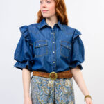 Annie Indigo Denim Flounce Shirt by Sister Mary