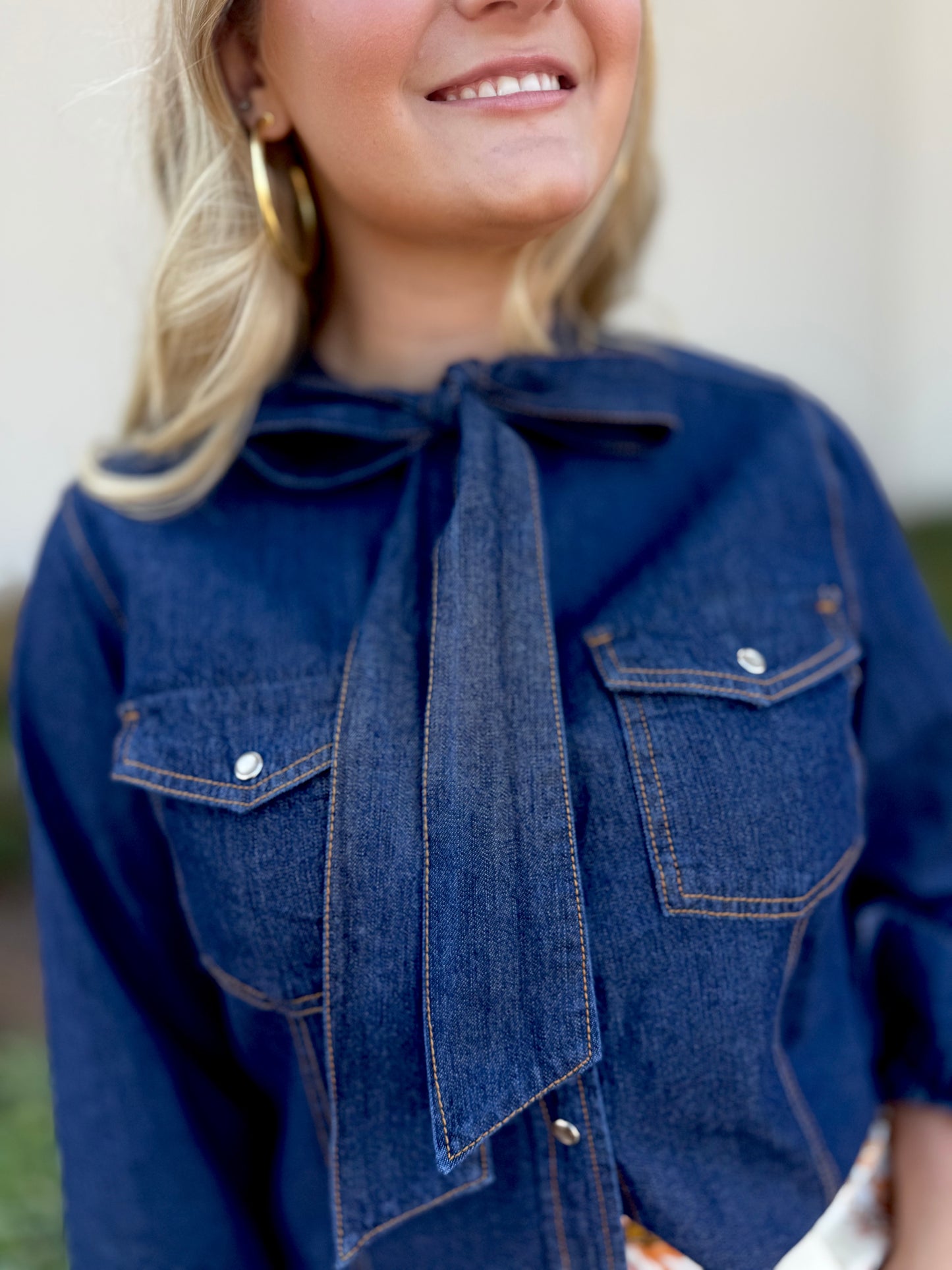 Bow Tie Dark Denim Top