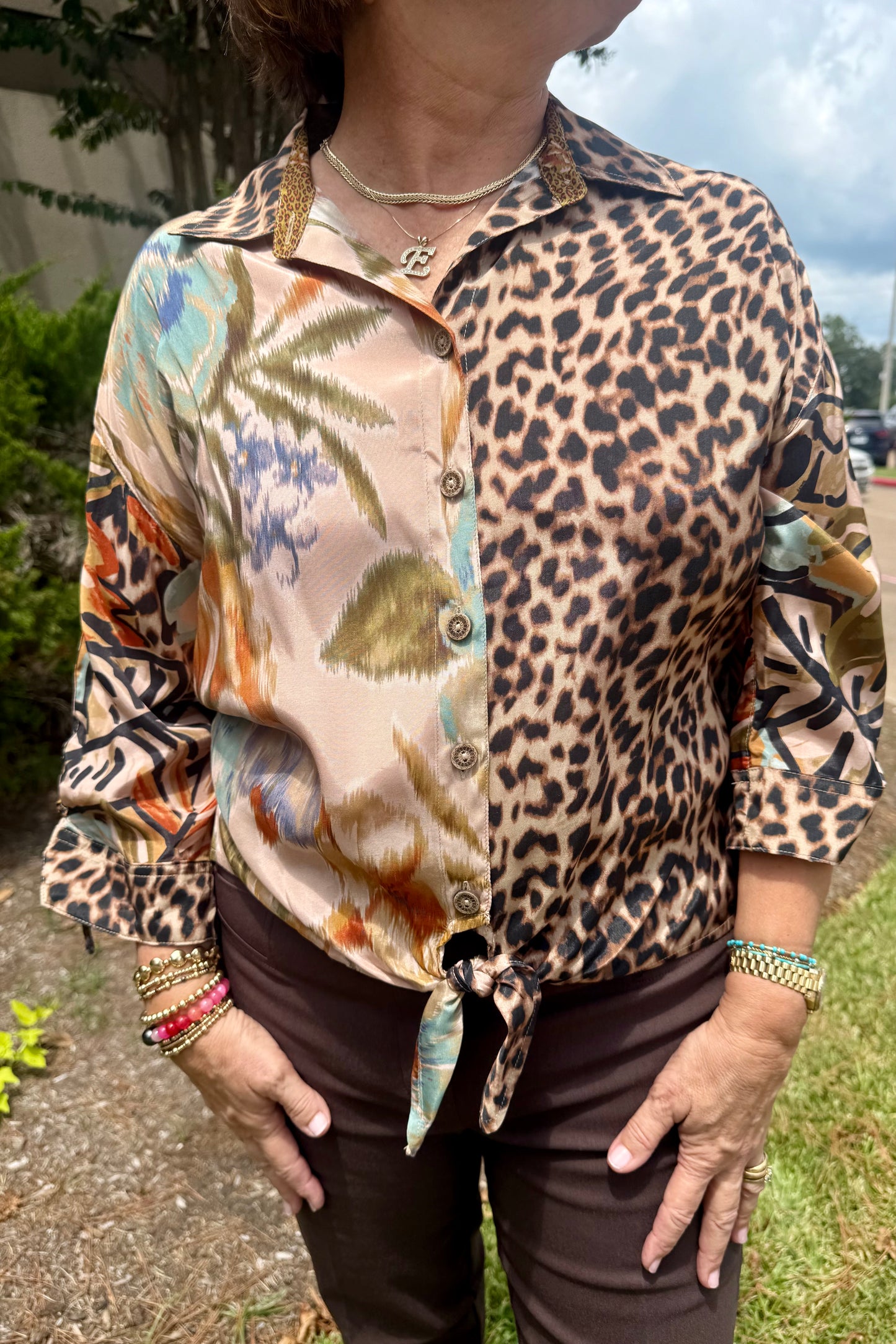 Cheetah and Mixed Print Blouse by John Mark