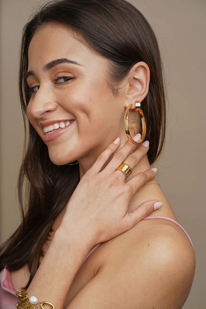 Perfect Love Hammered Hoops- Large