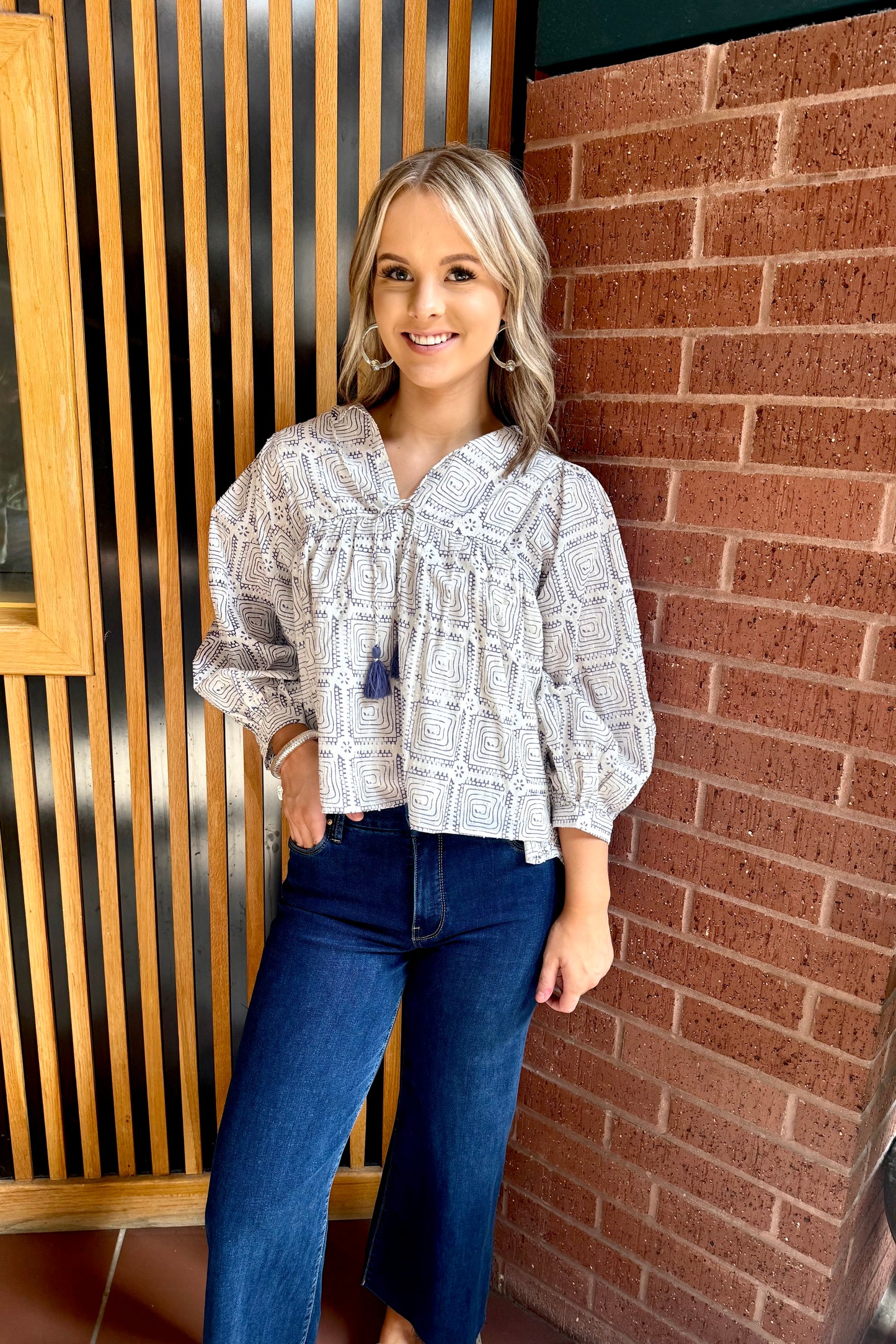Maze Block Print Top by Ivy Jane