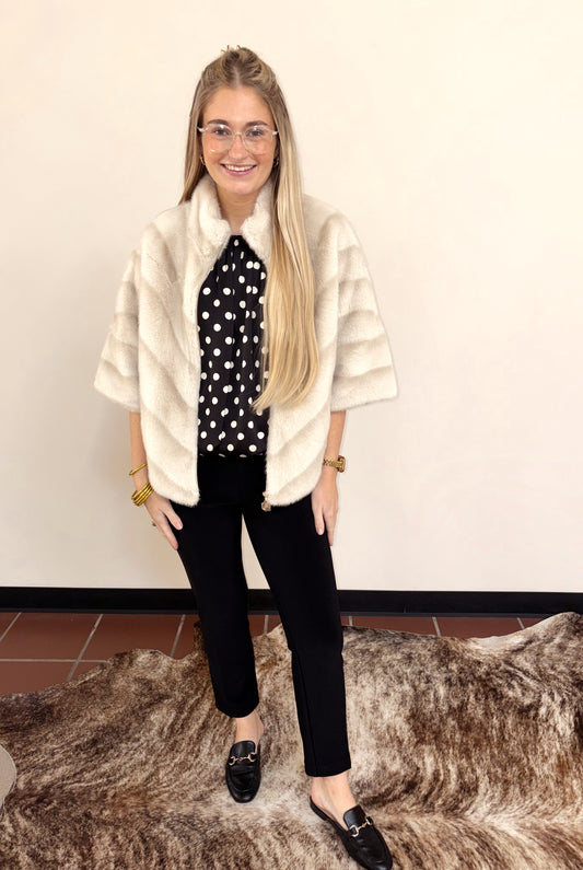 Beige Fur Jacket by Joseph Ribhoff