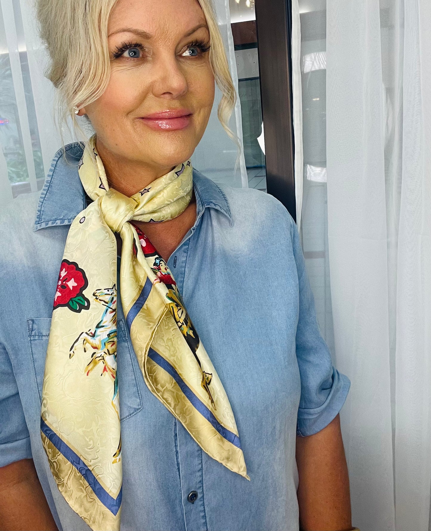 Rodeo Girls Ivory Silk Scarf