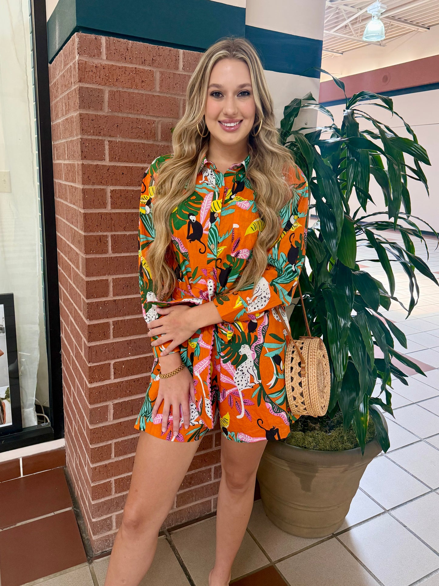 Tropical Shirt Romper by Ivy Jane