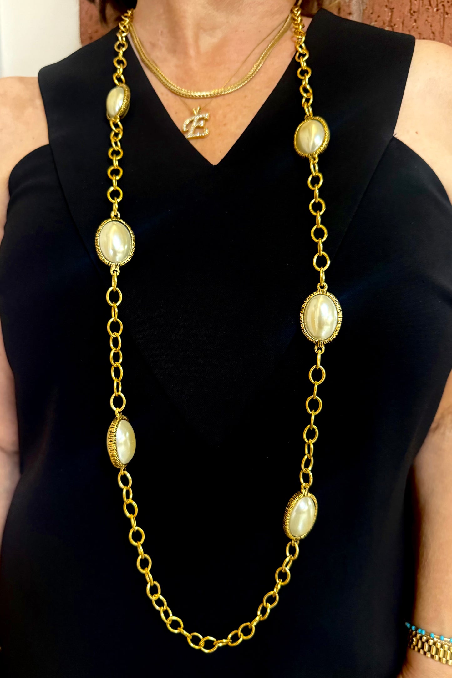 Oval Pearl Chain Necklace
