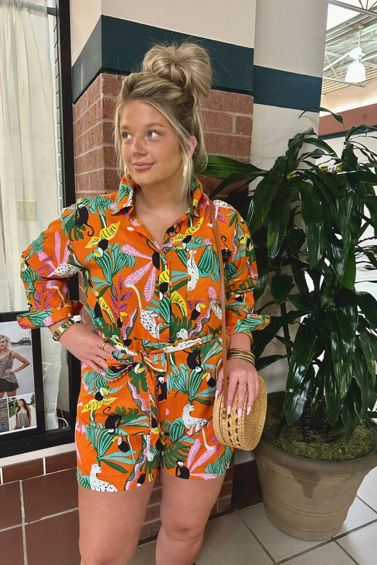 Tropical Shirt Romper by Ivy Jane