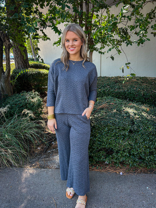 Charcoal Quilted Knit Set- ivy jane