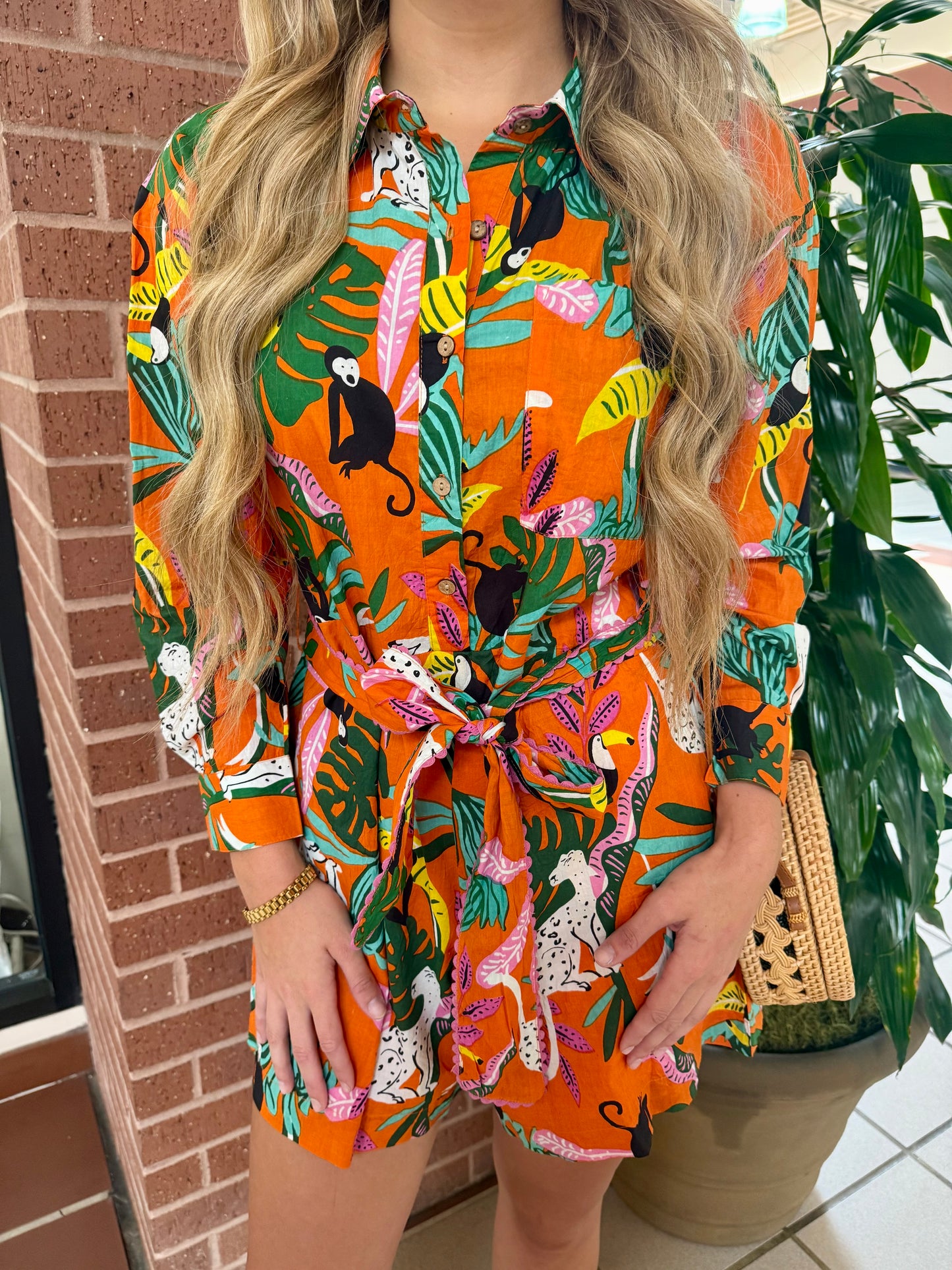 Tropical Shirt Romper by Ivy Jane