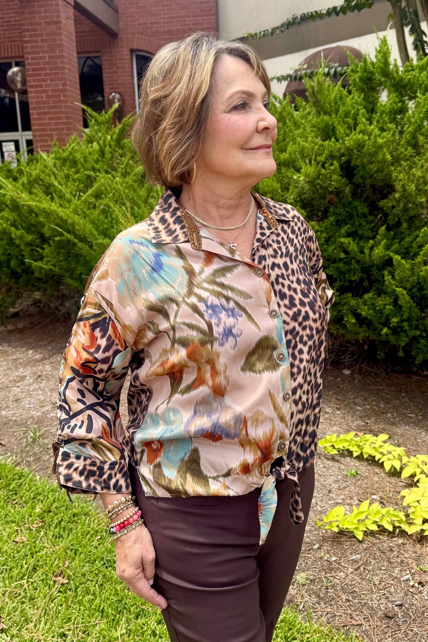 Cheetah and Mixed Print Blouse by John Mark