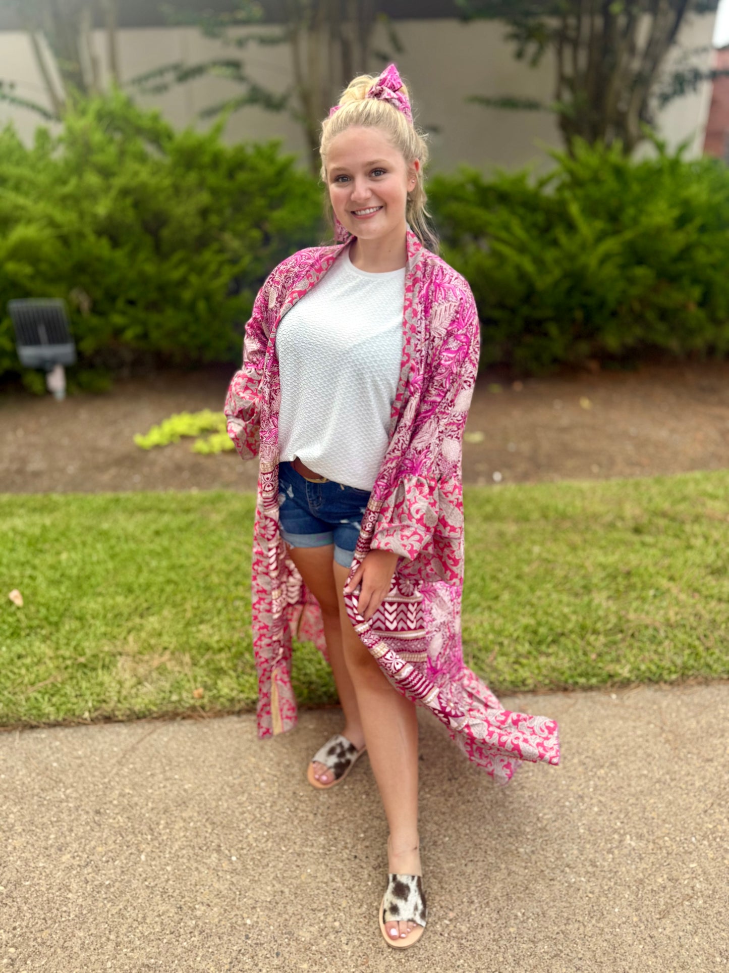 Ruffled Long Silk Kimono Assorted