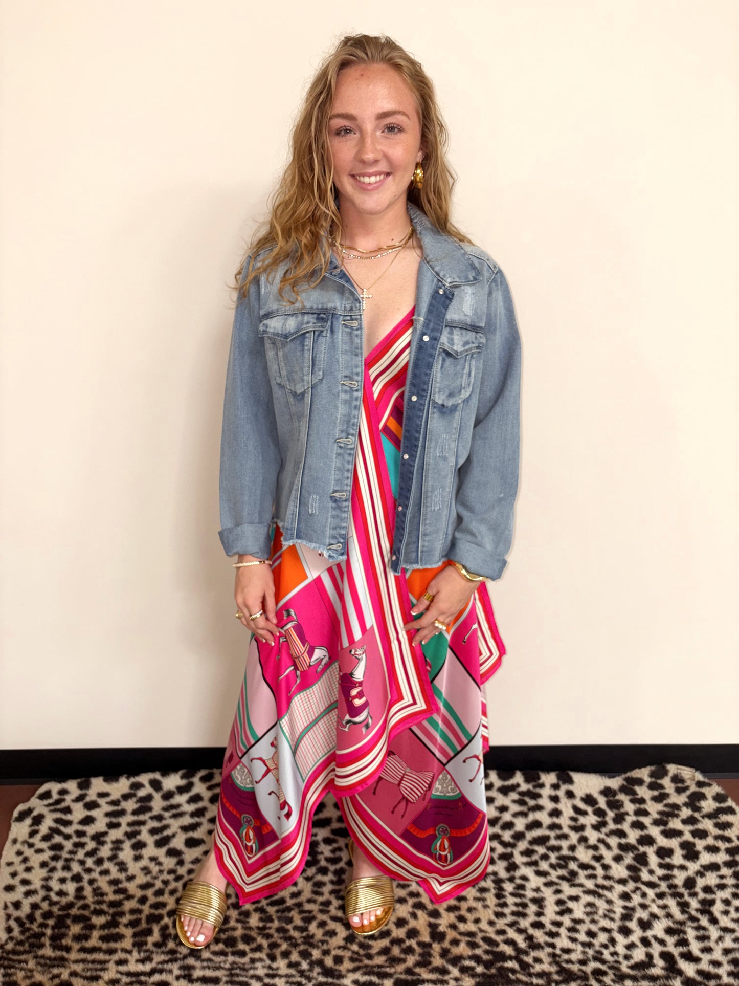 Pink Equestrian Denim Jacket