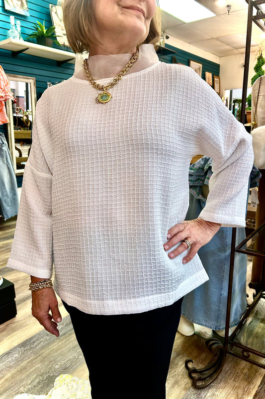 Boho Chic White Textured Blouse