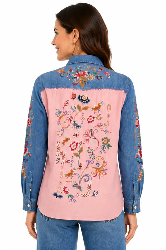 Multi Embd Collared Blouse- John Mark