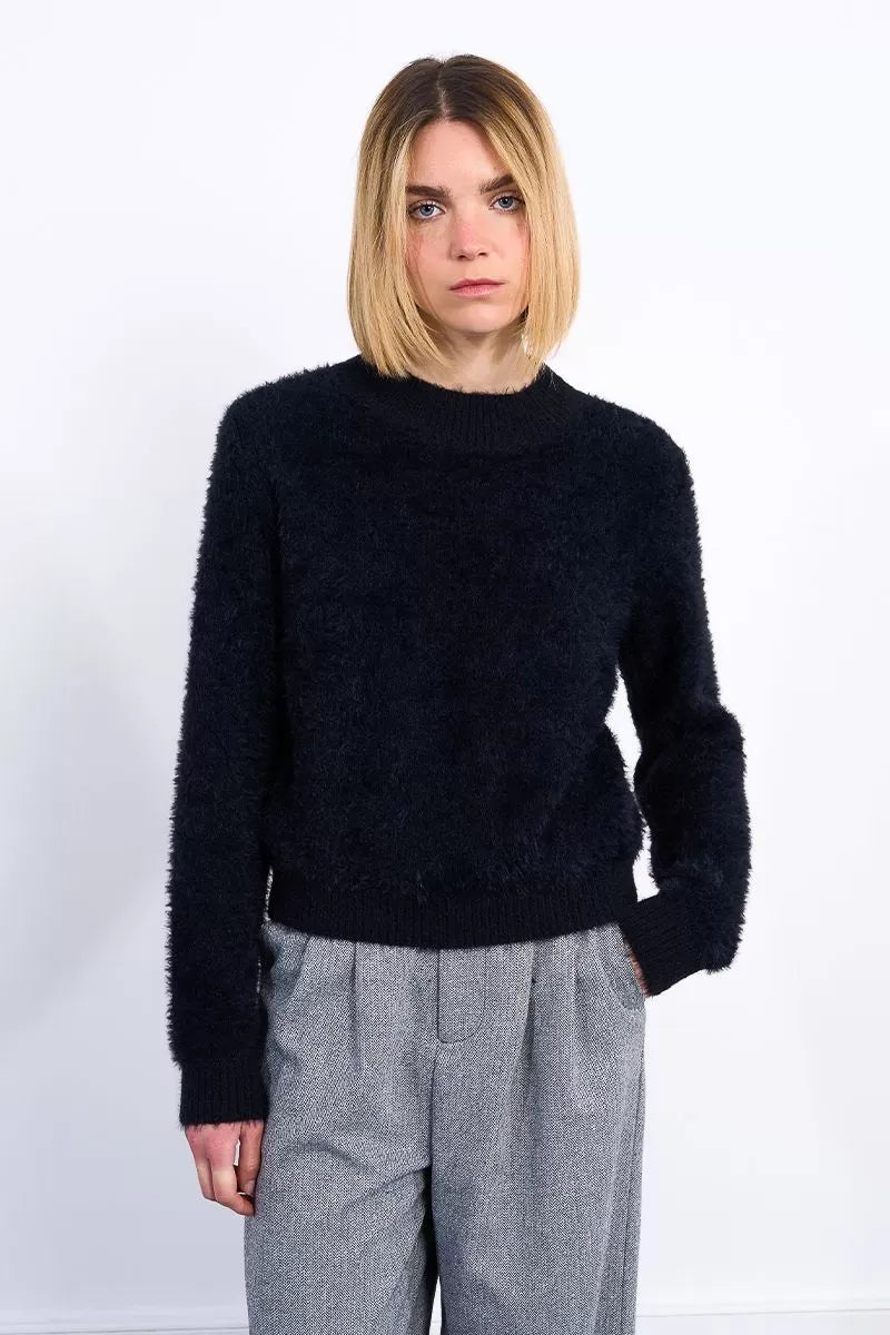 Fluffy Black Knitted Sweater