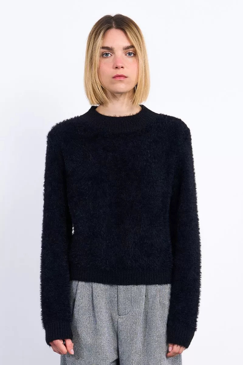 Fluffy Black Knitted Sweater