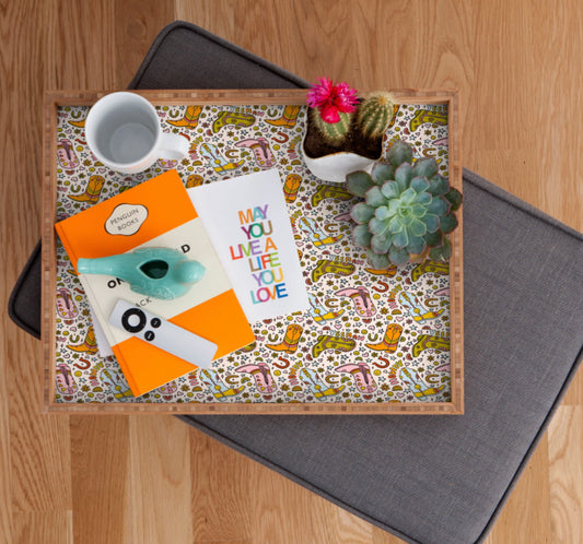 Rainbow Cowboy Boots Print Rectangle Tray