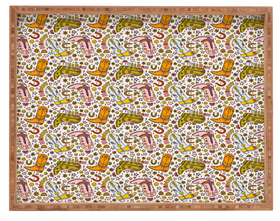 Rainbow Cowboy Boots Print Rectangle Tray