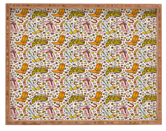 Rainbow Cowboy Boots Print Rectangle Tray