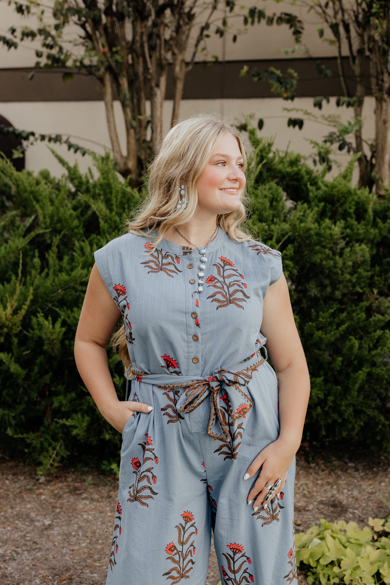 Floral Block Print Jumpsuit- Uncle Frank