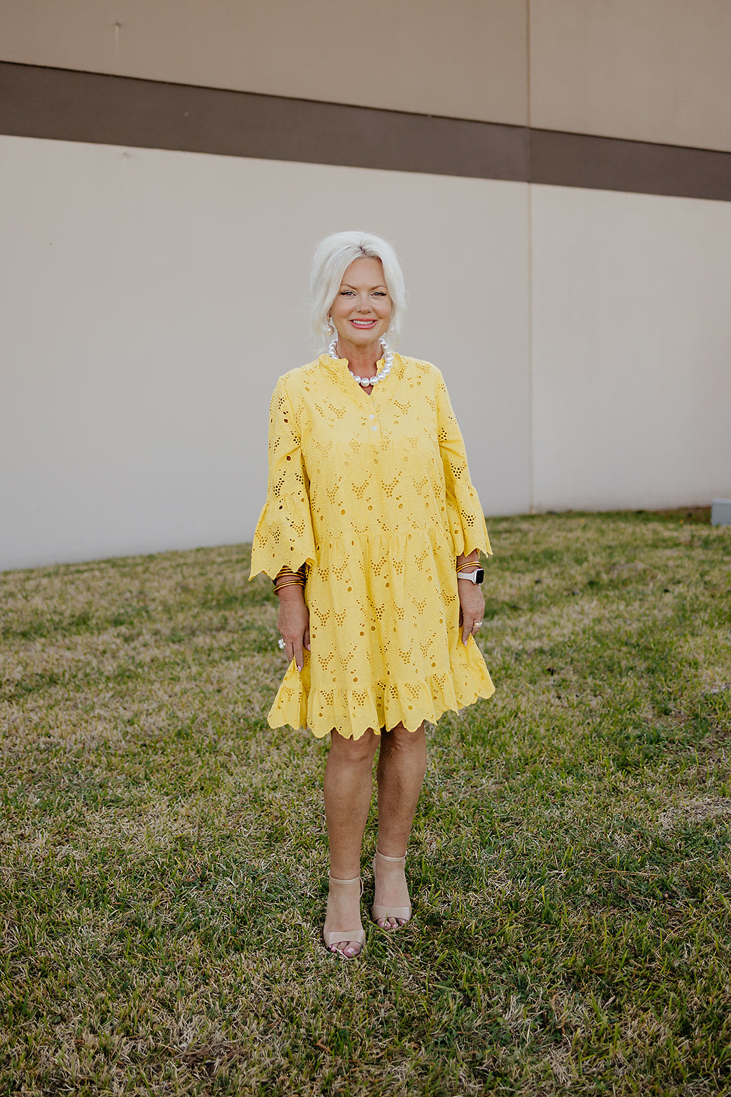 Citron Eyelet Tiered Dress - Uncle Frank