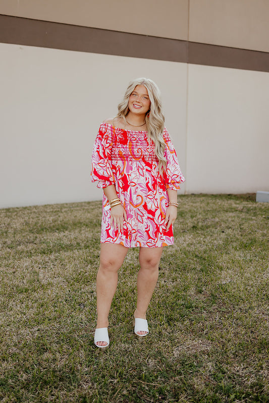 "Where the Wildflowers Lay" Off-Shoulder Dress