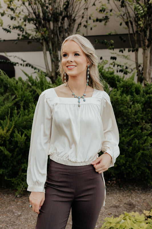 Satin Square Neck Smock Top