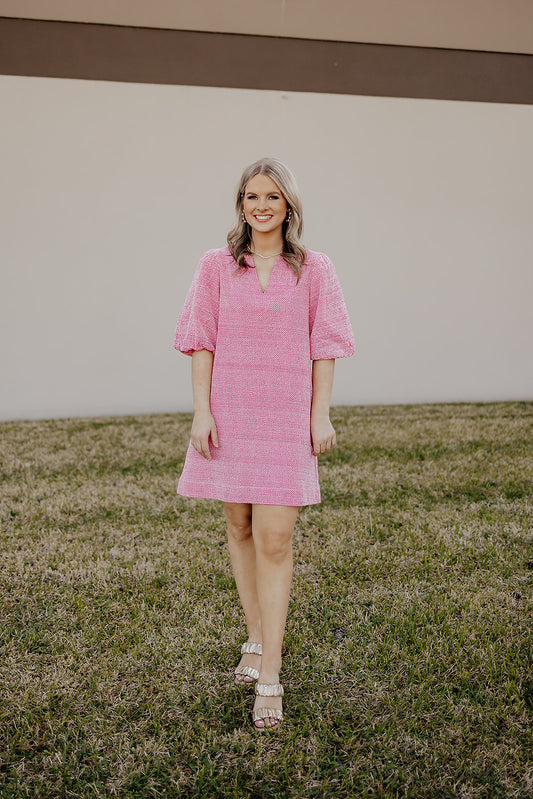 Pink Eyelet Bow Back Dress- Uncle Frank