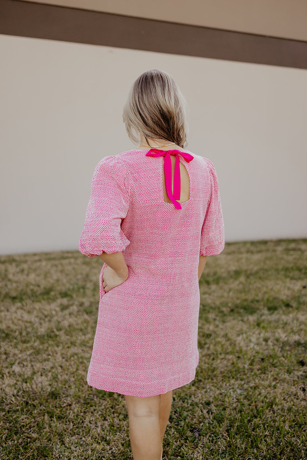Pink Eyelet Bow Back Dress- Uncle Frank