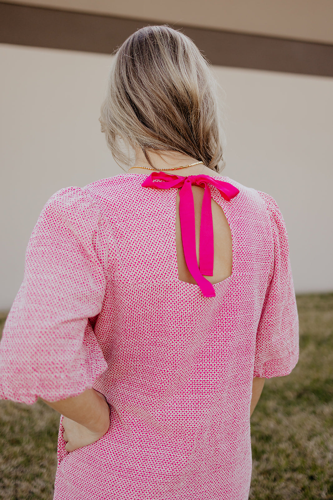 Pink Eyelet Bow Back Dress- Uncle Frank