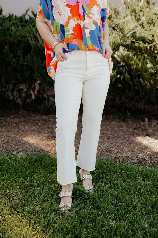 High Rise Kelsey Ankle Flare ECRU Jeans~ Kut