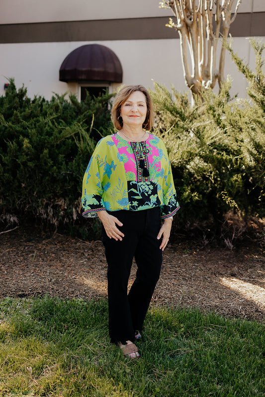 Green Print Tassel Tunic- John Mark