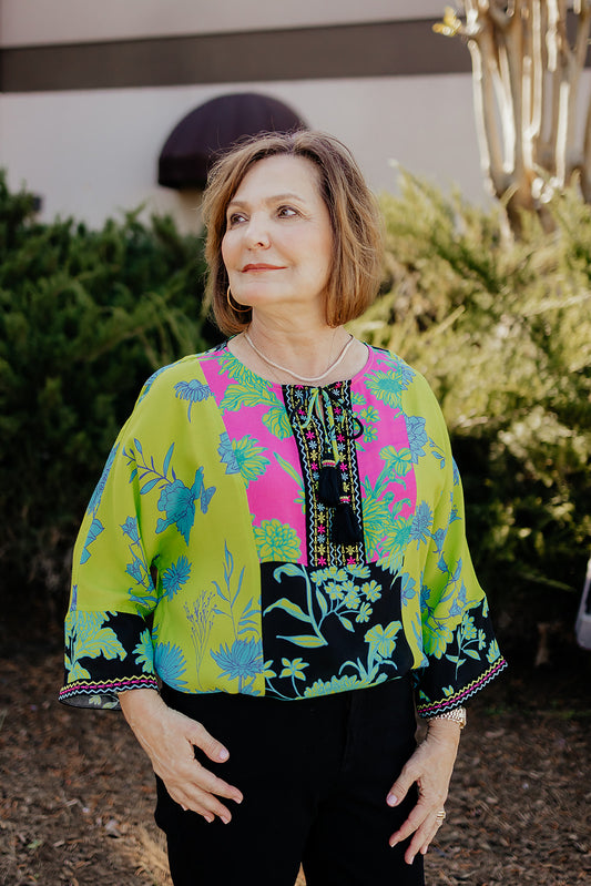 Green Print Tassel Tunic- John Mark