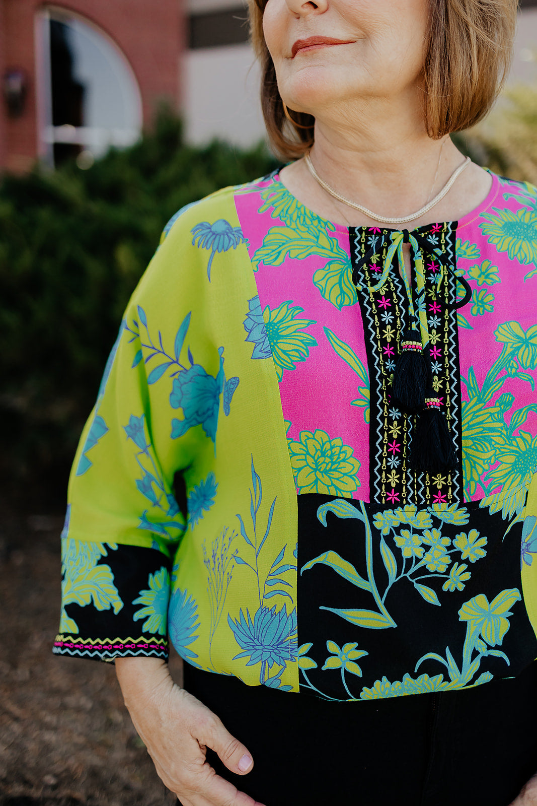 Green Print Tassel Tunic- John Mark