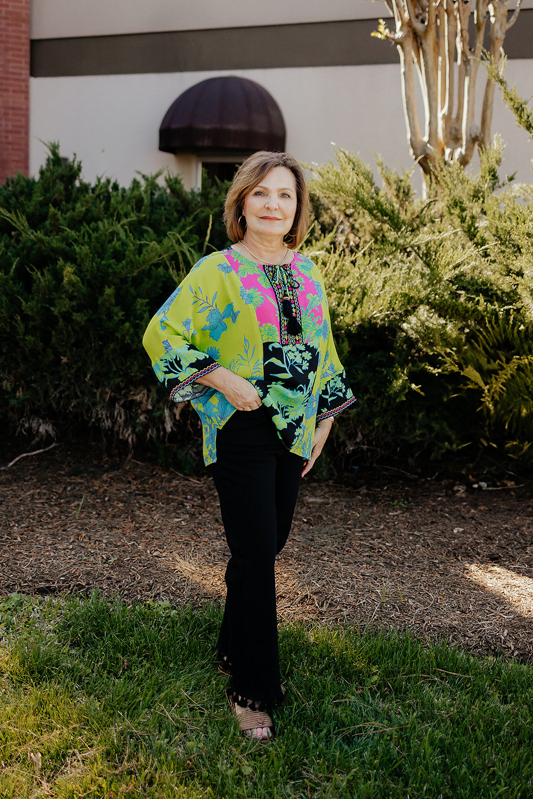 Green Print Tassel Tunic- John Mark