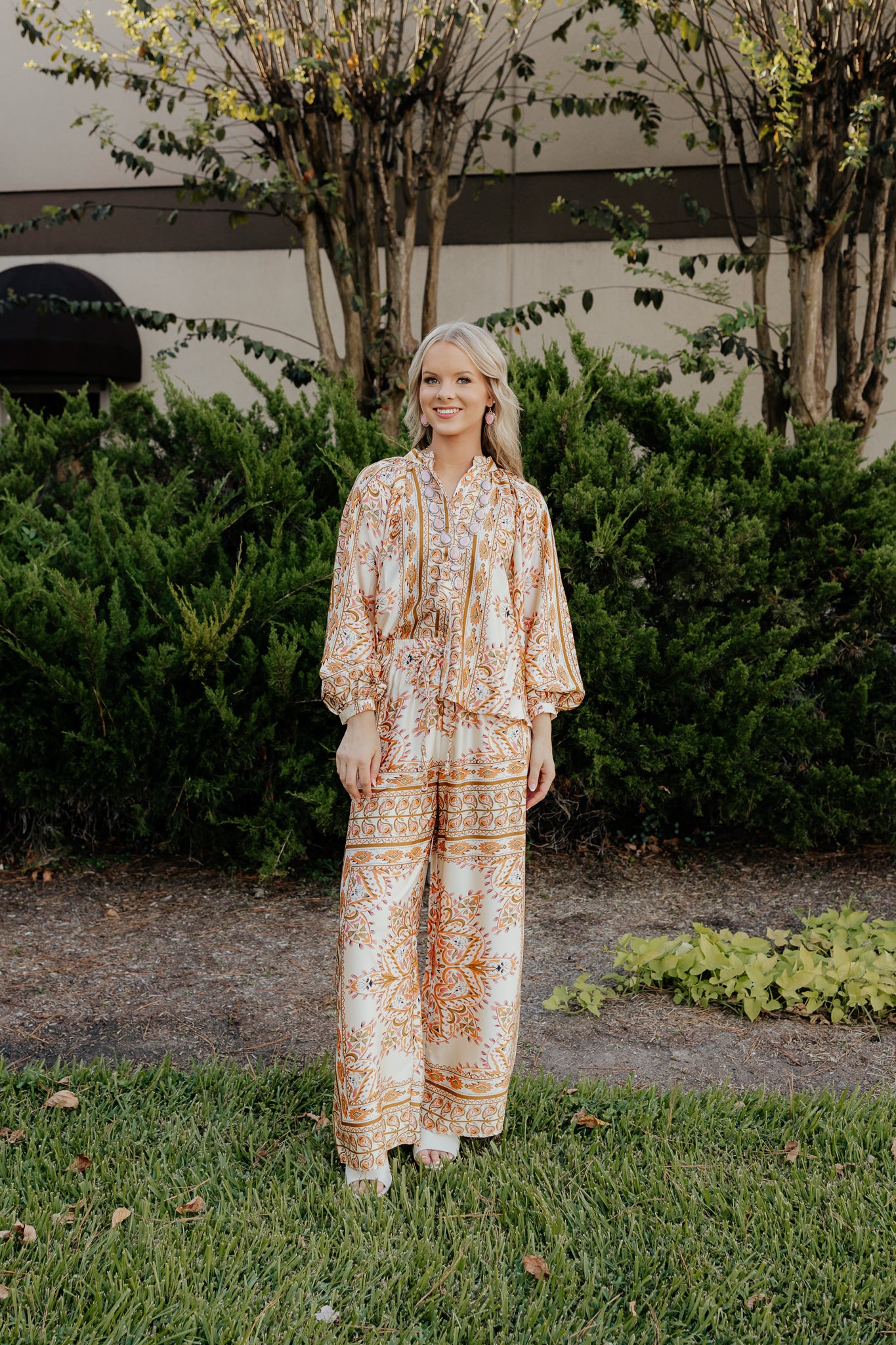 Scarf Print Wide Leg Pant