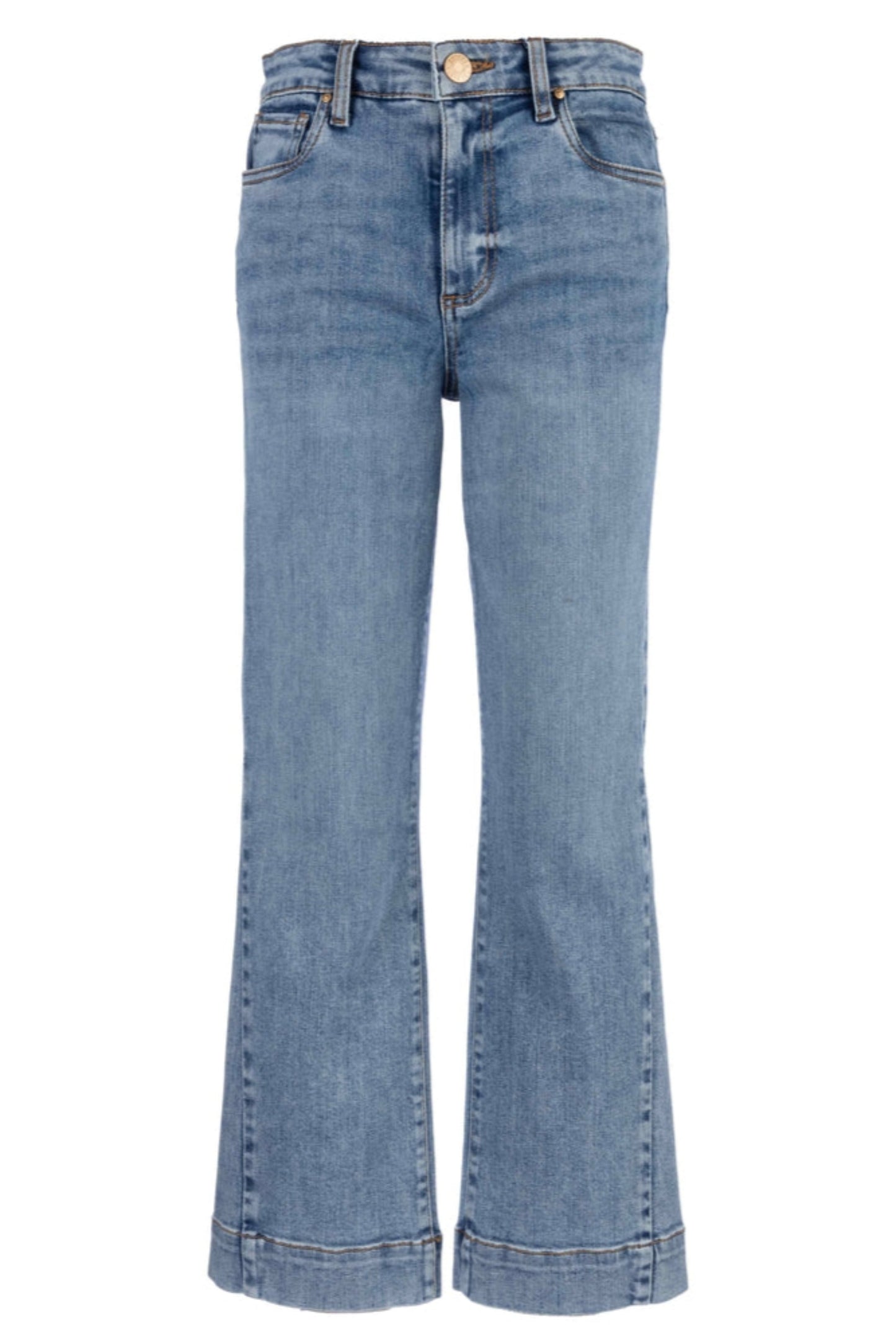 KUT Kelsy High Rise Ankle Flare - Defend Wash Medium