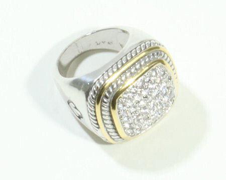 Brass Square Cable/Pave Ring