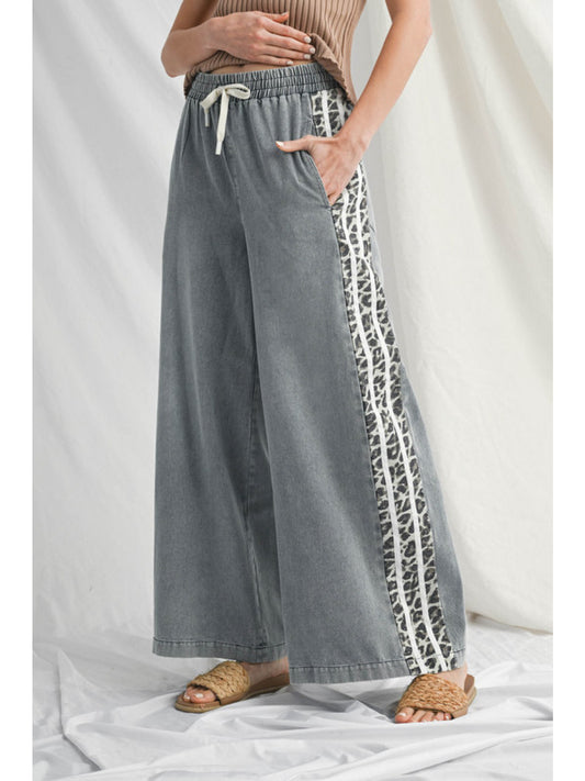 Leopard Stripe Denim Pants