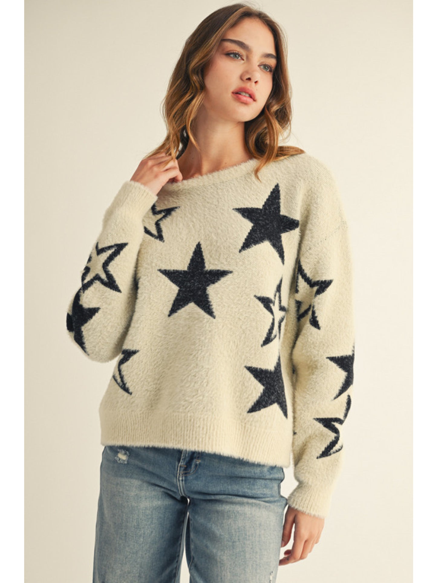 Cream Star Sweater