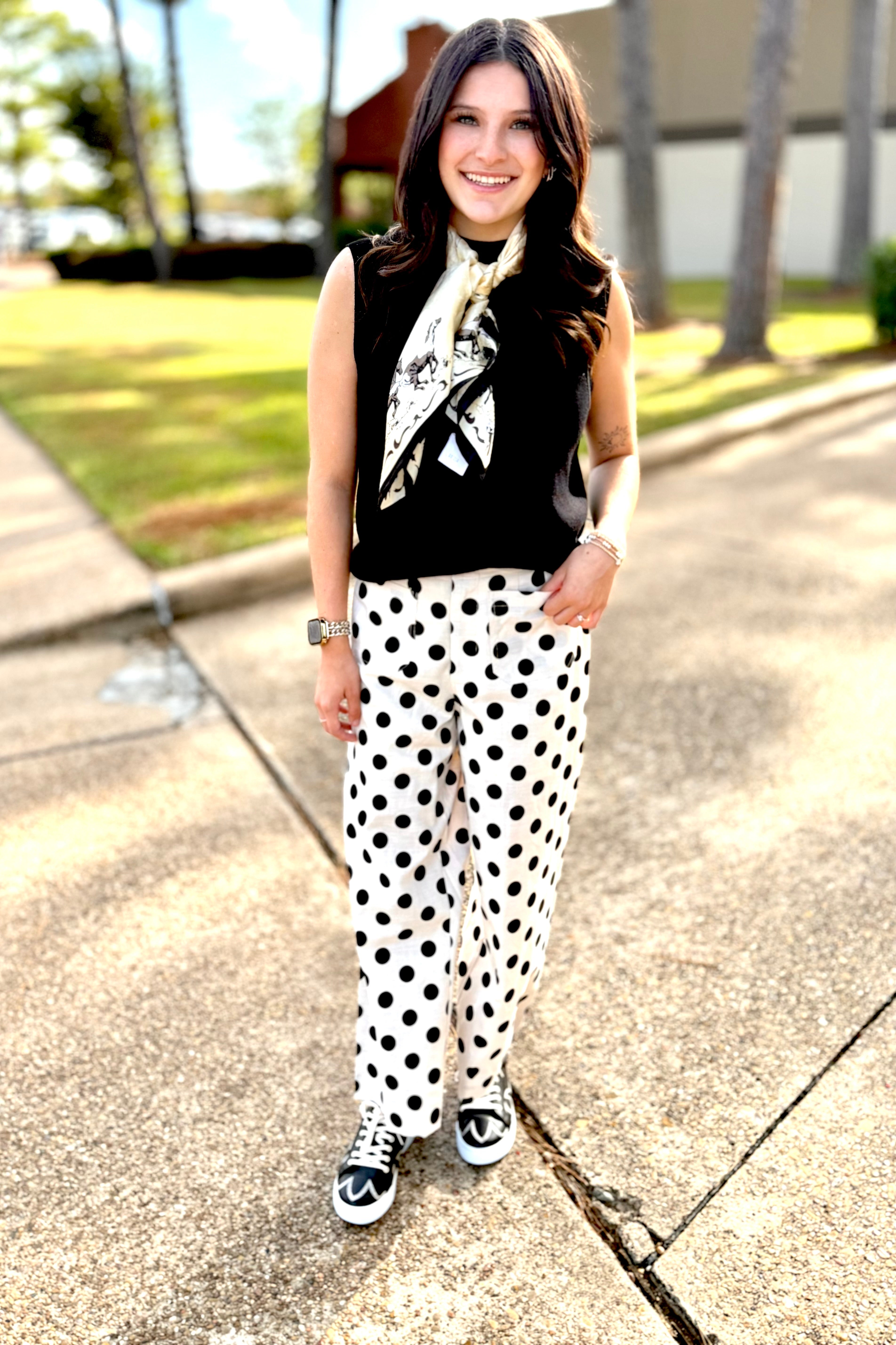 Black Polka Dot Print Pants by Jodifl – Joetta's