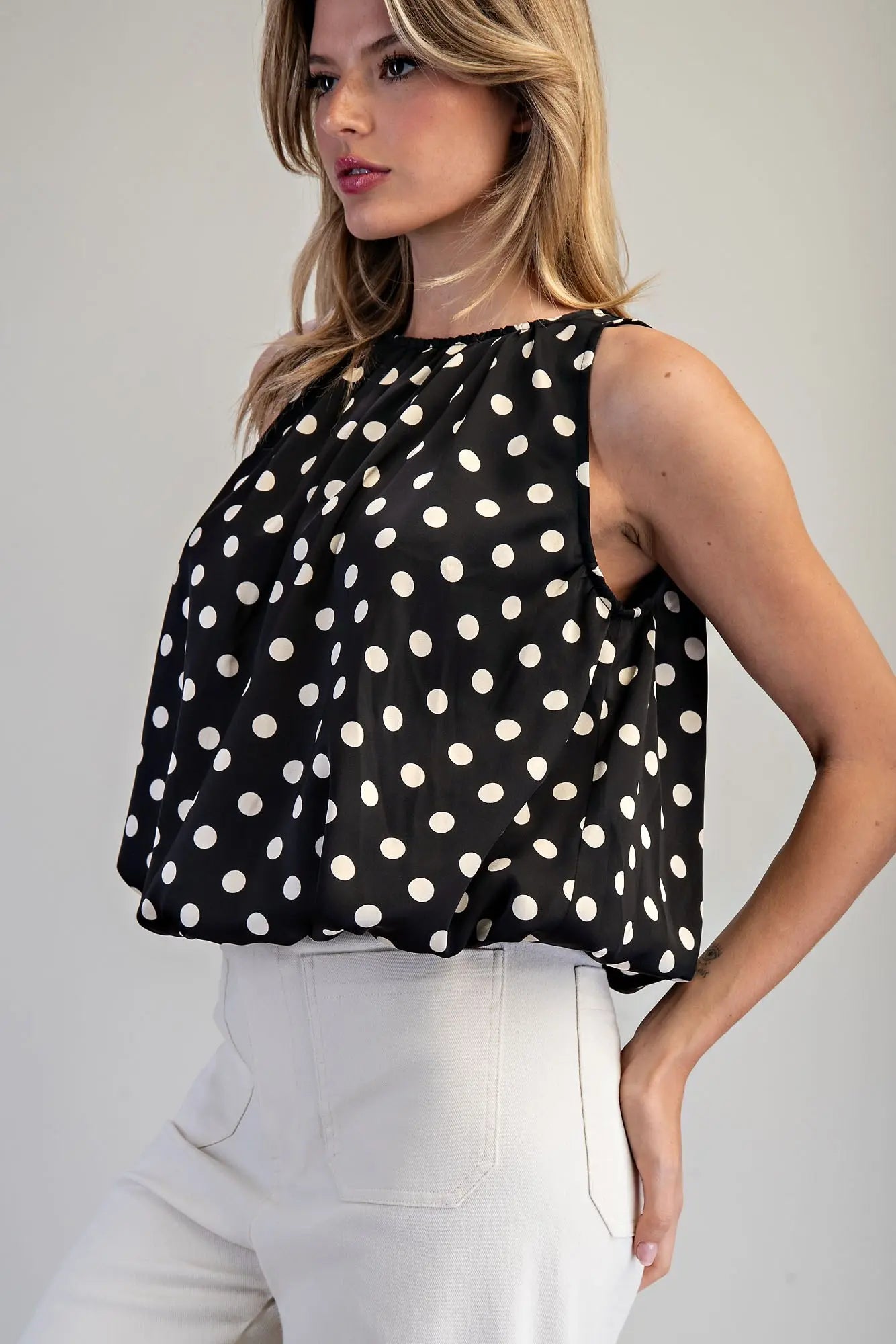 Polka Dot Sleeveless Blouse