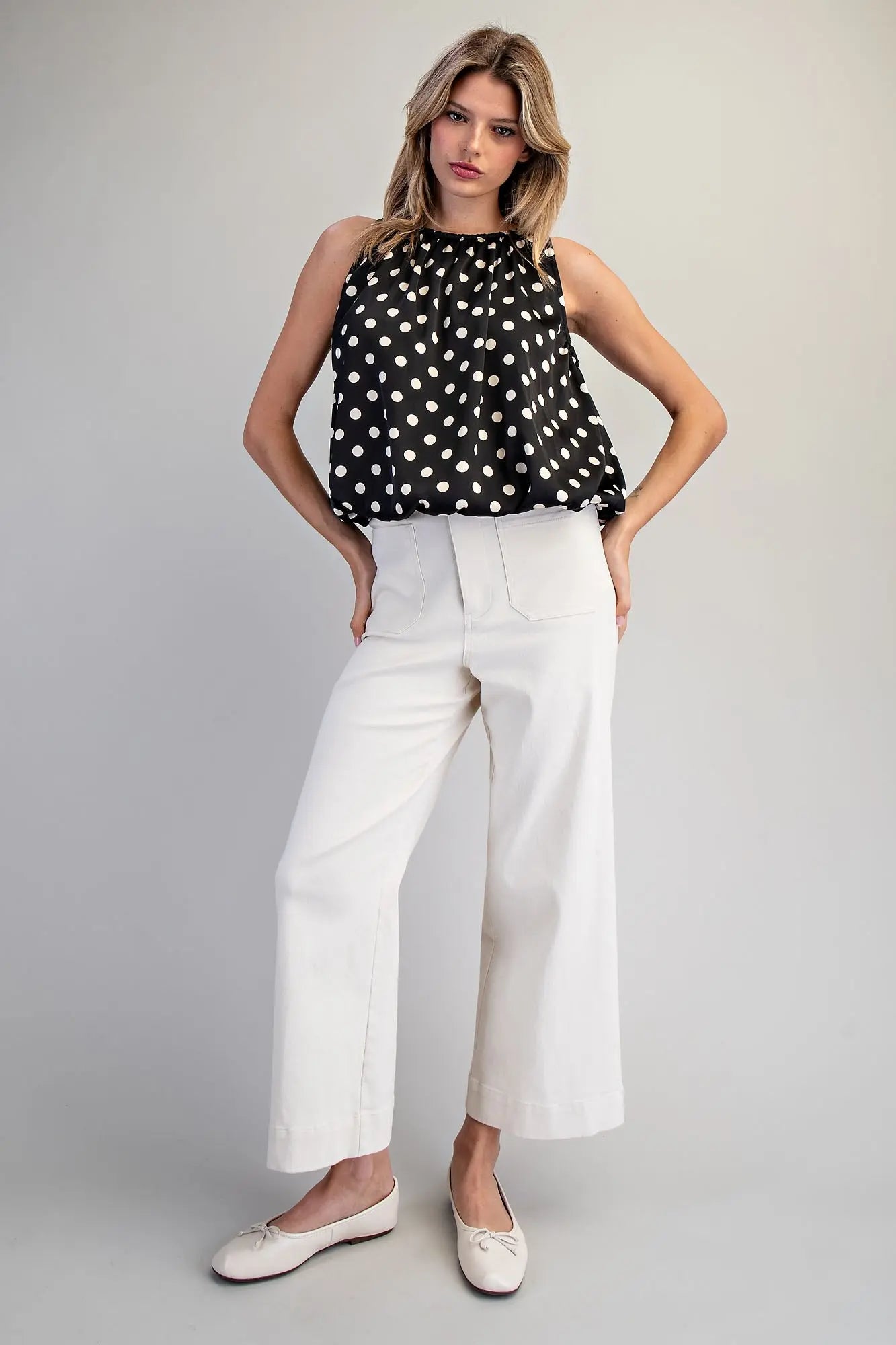 Polka Dot Sleeveless Blouse