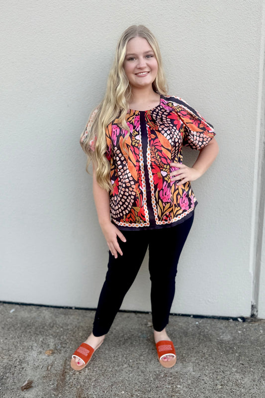 Paved Petals Puff Sleeve Top