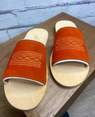 Game Day Nadia Western Orange/White Slides