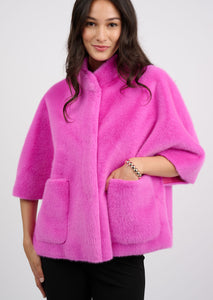 Fuchsia Faux Capelet Jacket