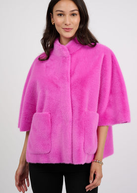 Fuchsia Faux Capelet Jacket