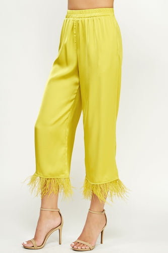 Zsa Zsa Feather Trim Pants ~ (Available in 2 Colors)