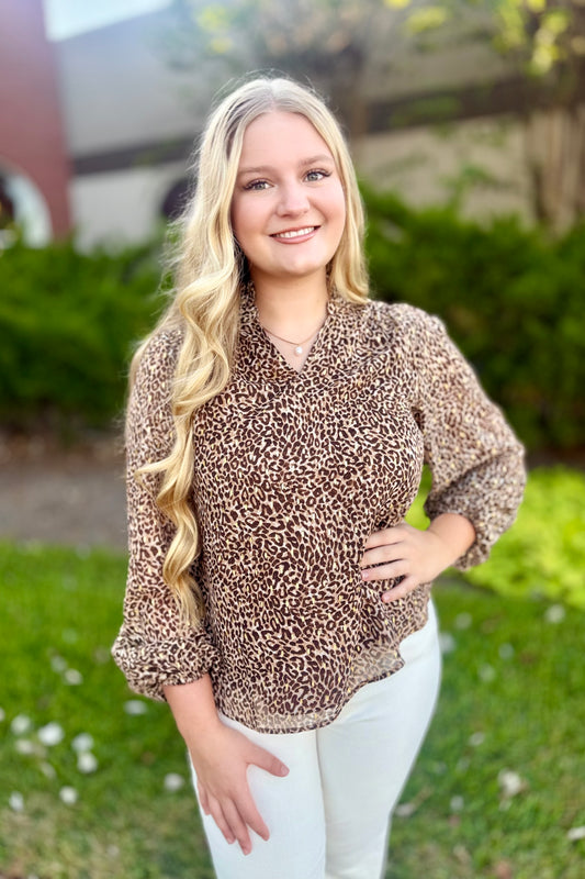 Cheetah Print with Metallic Gold Blouse