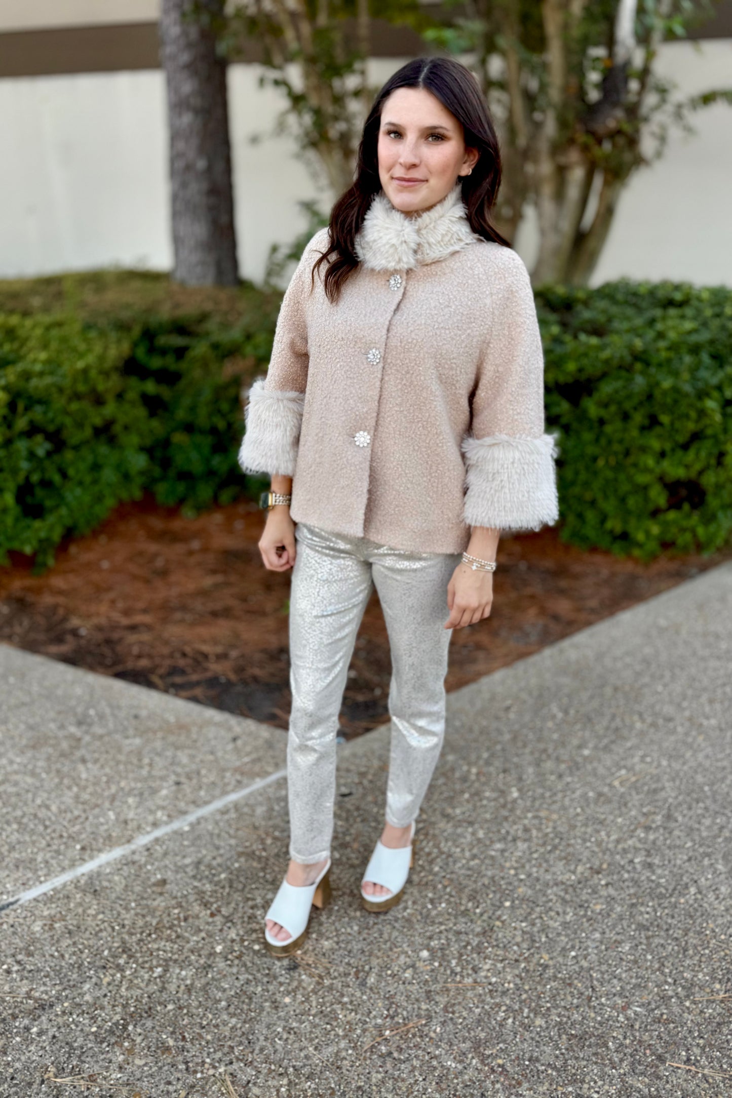 Cream/Silver High Rise Charlize Jean by Kut