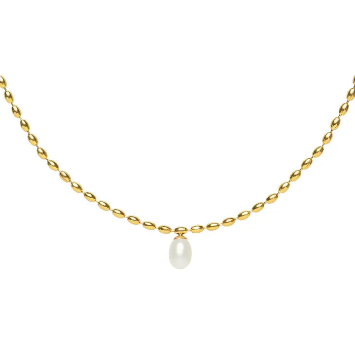 Box Chain Pearl Necklace